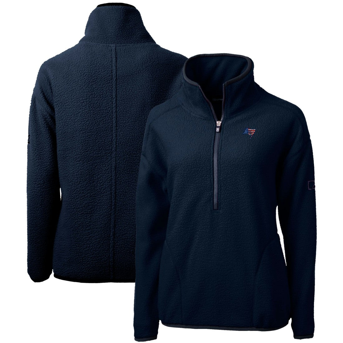 Tampa Bay Buccaneers Cutter & Buck Women's Americana Cascade Eco Sherpa Fleece Half-Zip Pullover Jacket Navy