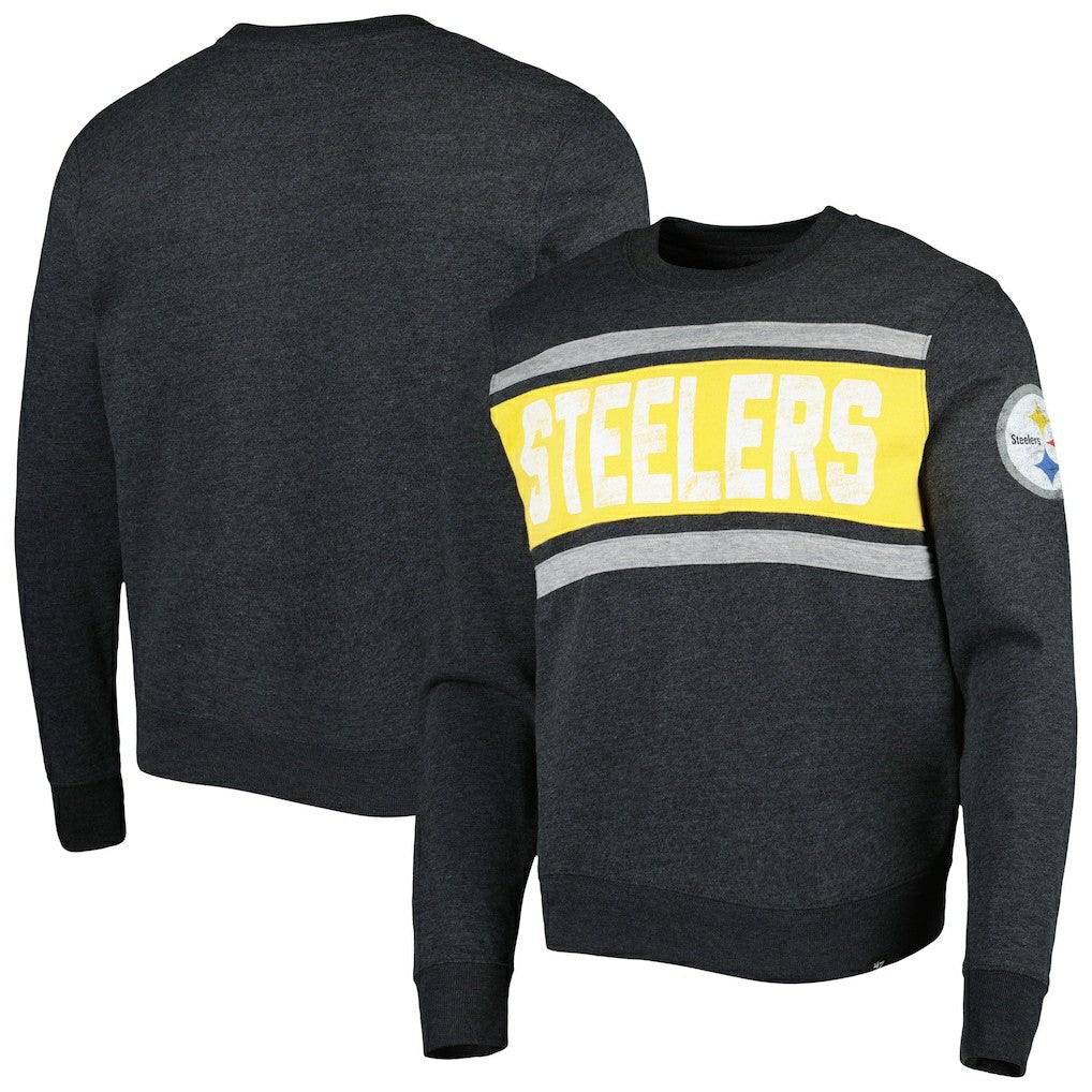 Pittsburgh Steelers '47 Bypass Tribeca Pullover Sweatshirt Heathered Black
