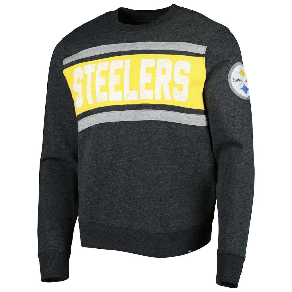 Pittsburgh Steelers '47 Bypass Tribeca Pullover Sweatshirt Heathered Black