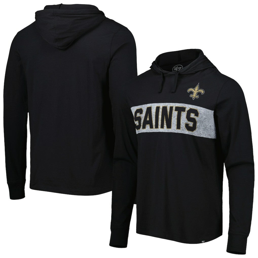 New Orleans Saints '47 Field Franklin Hooded Long Sleeve T-Shirt Black