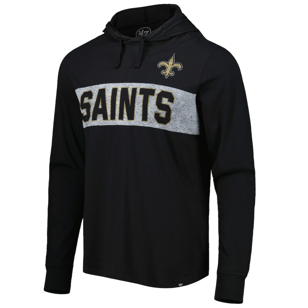 New Orleans Saints '47 Field Franklin Hooded Long Sleeve T-Shirt Black