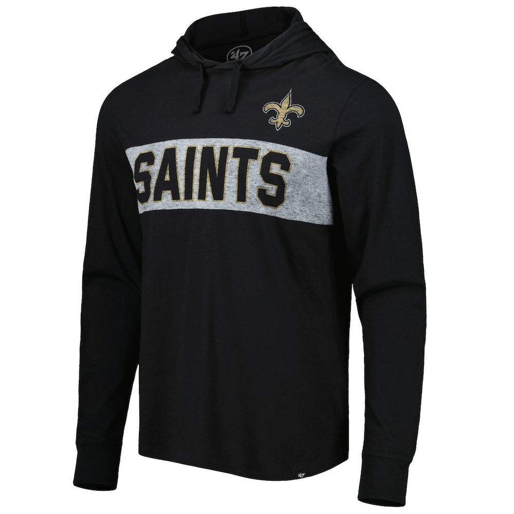 New Orleans Saints '47 Field Franklin Hooded Long Sleeve T-Shirt Black