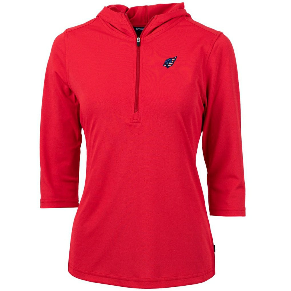Arizona Cardinals Cutter & Buck Women's Virtue Eco Pique 3/4 Sleeve Half-Zip Pullover Hoodie Red