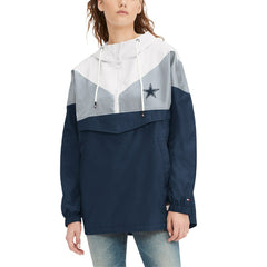 Dallas Cowboys Tommy Hilfiger Women's Staci Half-Zip Hoodie Windbreaker Jacket White/Navy