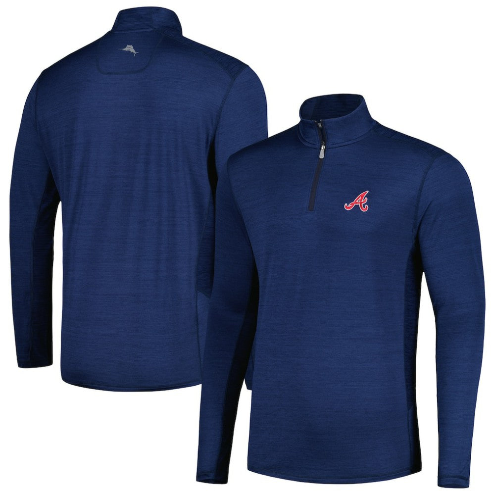 Atlanta Braves Tommy Bahama Delray IslandZone Half-Zip Top - Navy Tops