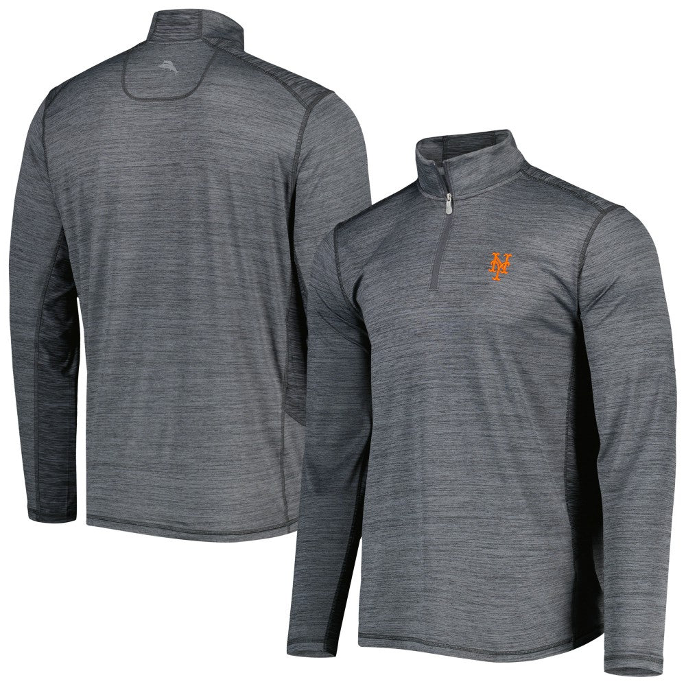 New York Mets Tommy Bahama Delray IslandZone Half-Zip Top - Gray Tops