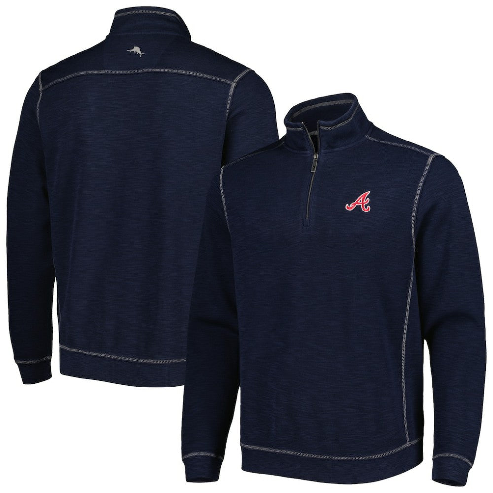 Atlanta Braves Tommy Bahama Tobago Bay Tri-Blend Quarter-Zip Sweatshirt - Blue Sweatshirts