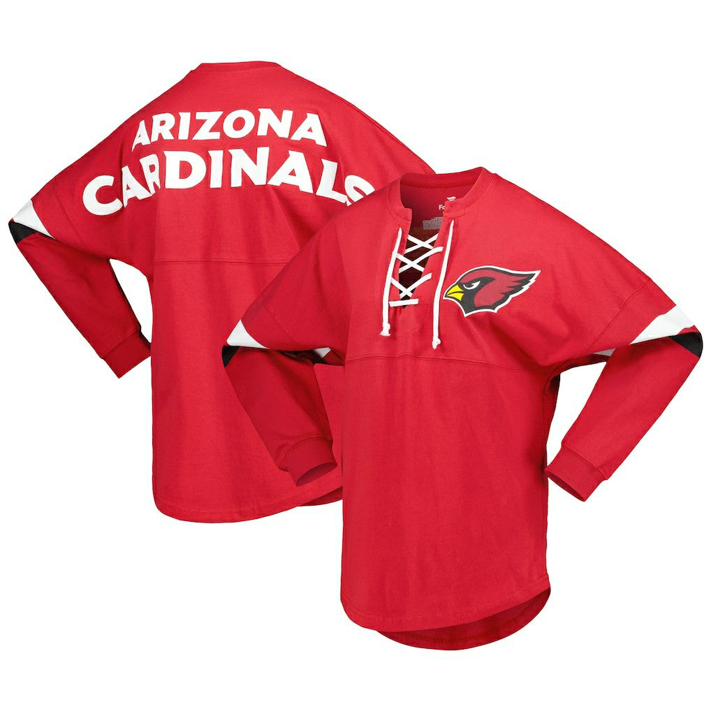 Arizona Cardinals Women's Spirit Jersey Lace-Up V-Neck Long Sleeve T-Shirt Cardinal