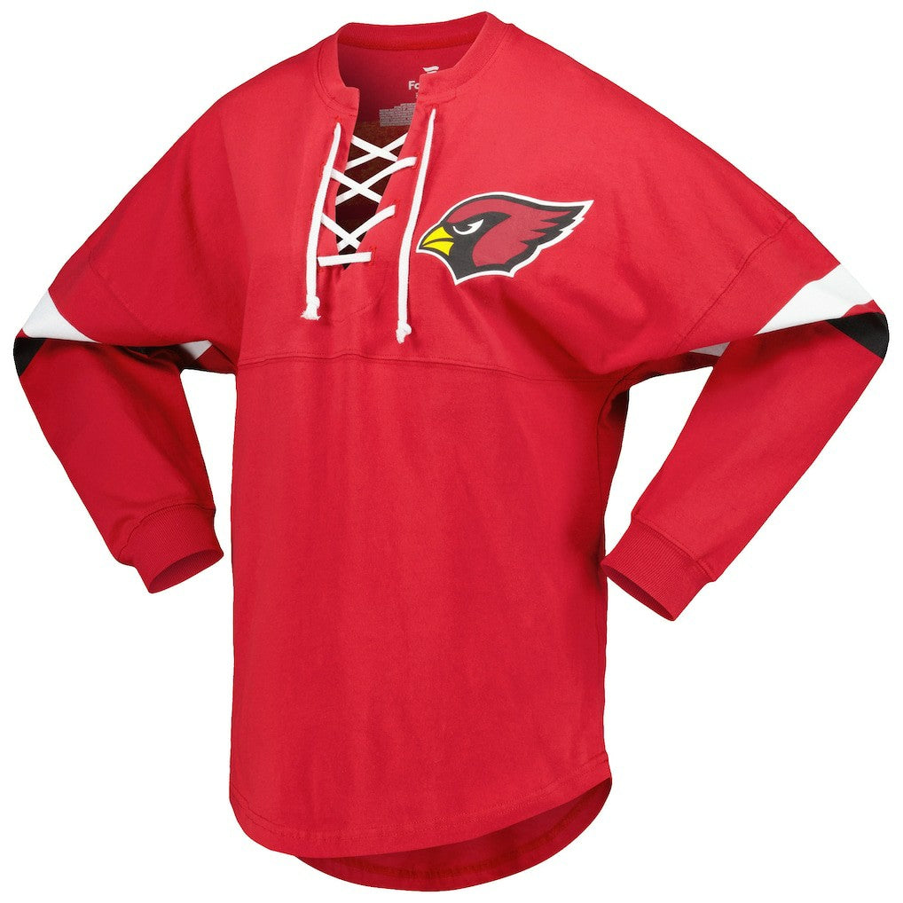 Arizona Cardinals Women's Spirit Jersey Lace-Up V-Neck Long Sleeve T-Shirt Cardinal