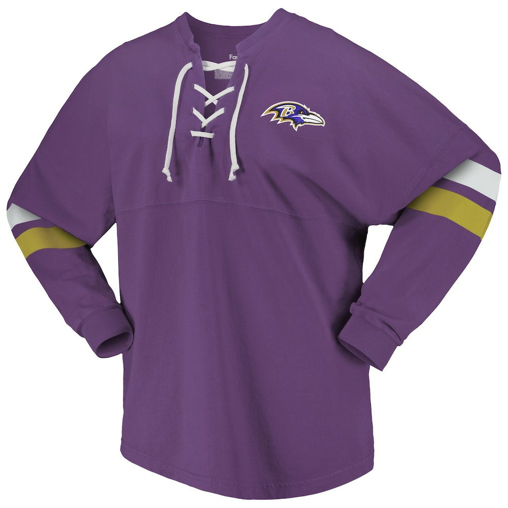 Baltimore Ravens Women's Spirit Jersey Lace-Up V-Neck Long Sleeve T-Shirt Purple