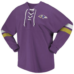 Baltimore Ravens Women's Spirit Jersey Lace-Up V-Neck Long Sleeve T-Shirt Purple