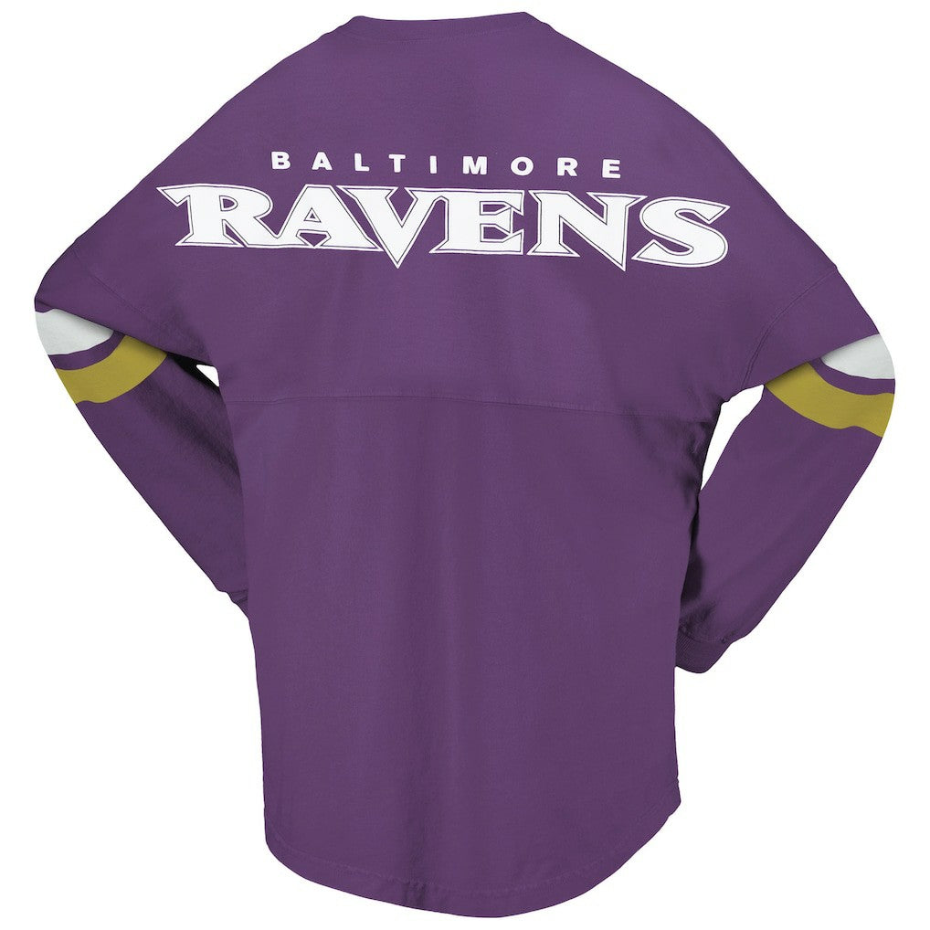 Baltimore Ravens Women's Spirit Jersey Lace-Up V-Neck Long Sleeve T-Shirt Purple
