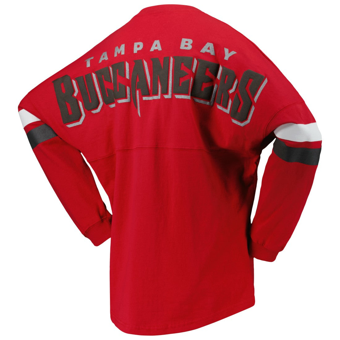 Tampa Bay Buccaneers Women's Spirit Jersey Lace-Up V-Neck Long Sleeve T-Shirt Red