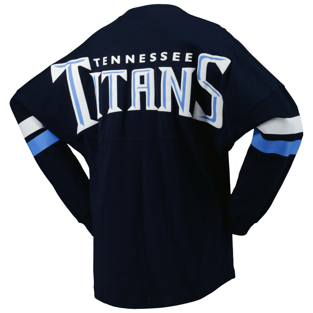 Tennessee Titans Women's Spirit Jersey Lace-Up V-Neck Long Sleeve T-Shirt Navy