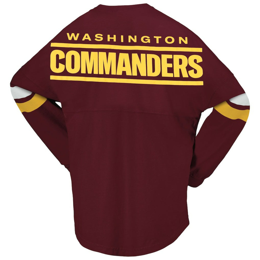 Washington Commanders Women's Spirit Jersey Lace-Up V-Neck Long Sleeve T-Shirt Burgundy