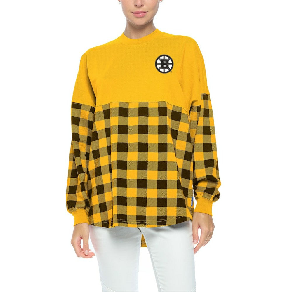 NHL Boston Bruins Fanatics Women's Buffalo Check Long Sleeve T-Shirt - Gold