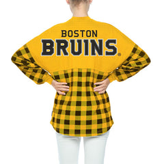 NHL Boston Bruins Fanatics Women's Buffalo Check Long Sleeve T-Shirt - Gold