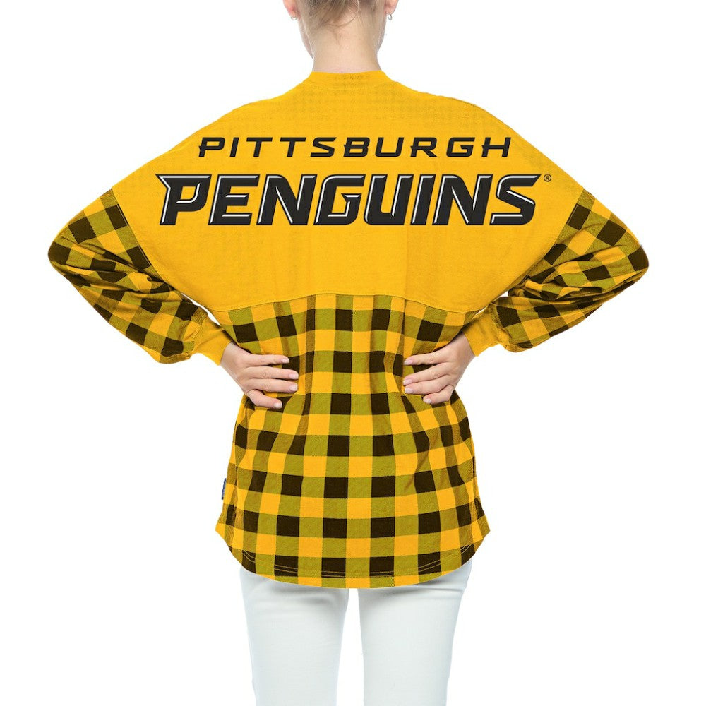 NHL Pittsburgh Penguins Fanatics Women's Buffalo Check Long Sleeve T-Shirt - Gold