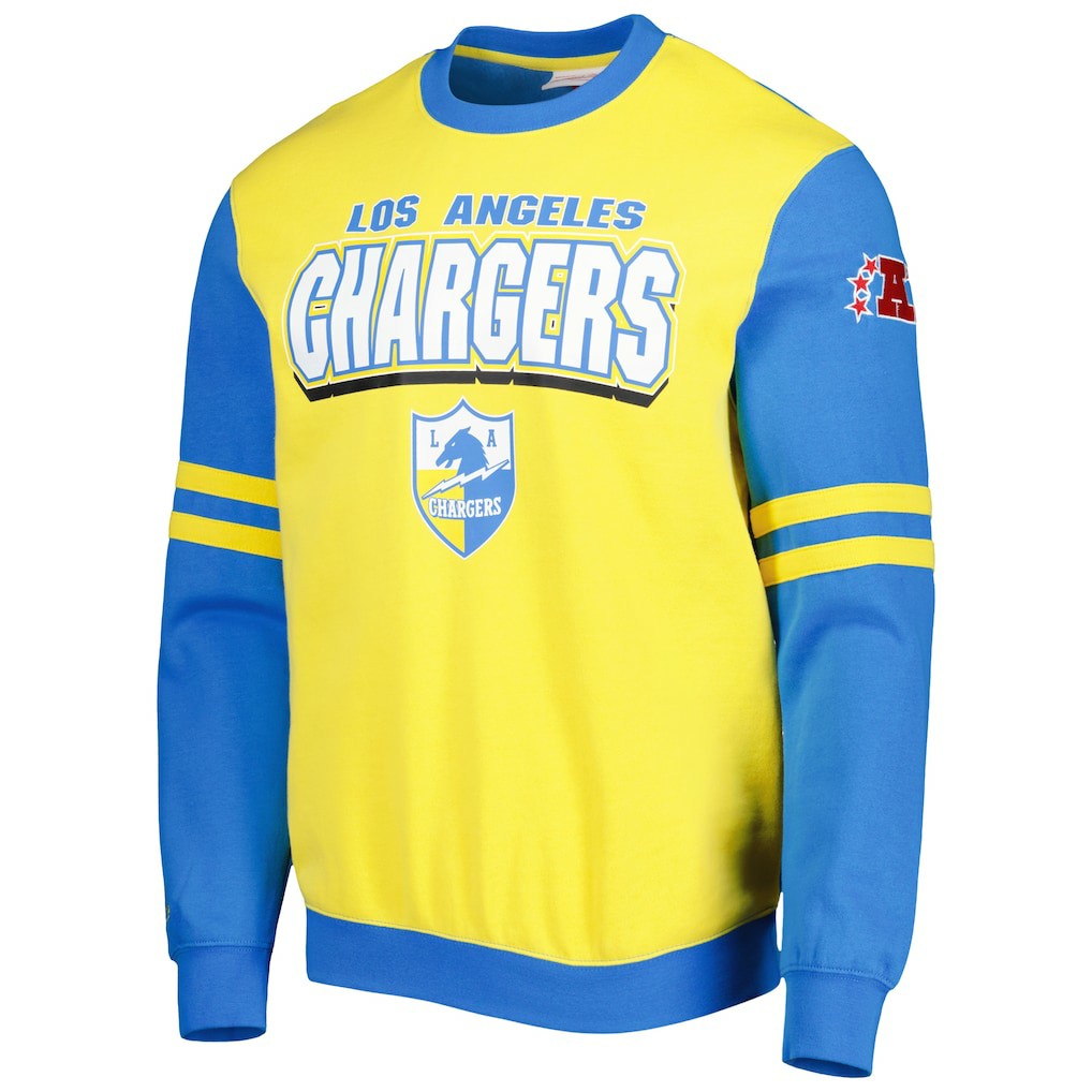 Los Angeles Chargers All Over 2.0 Pullover Sweatshirt Gold