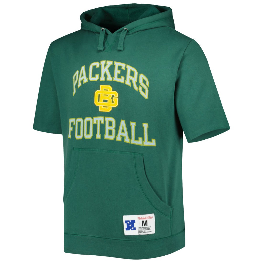 Green Bay Packers Washed Short Sleeve Pullover Hoodie Green