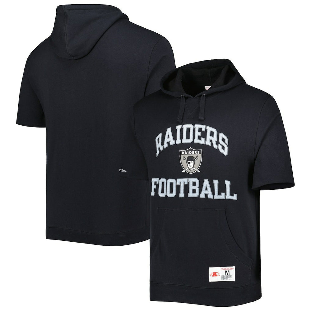 Las Vegas Raiders Washed Short Sleeve Pullover Hoodie Black