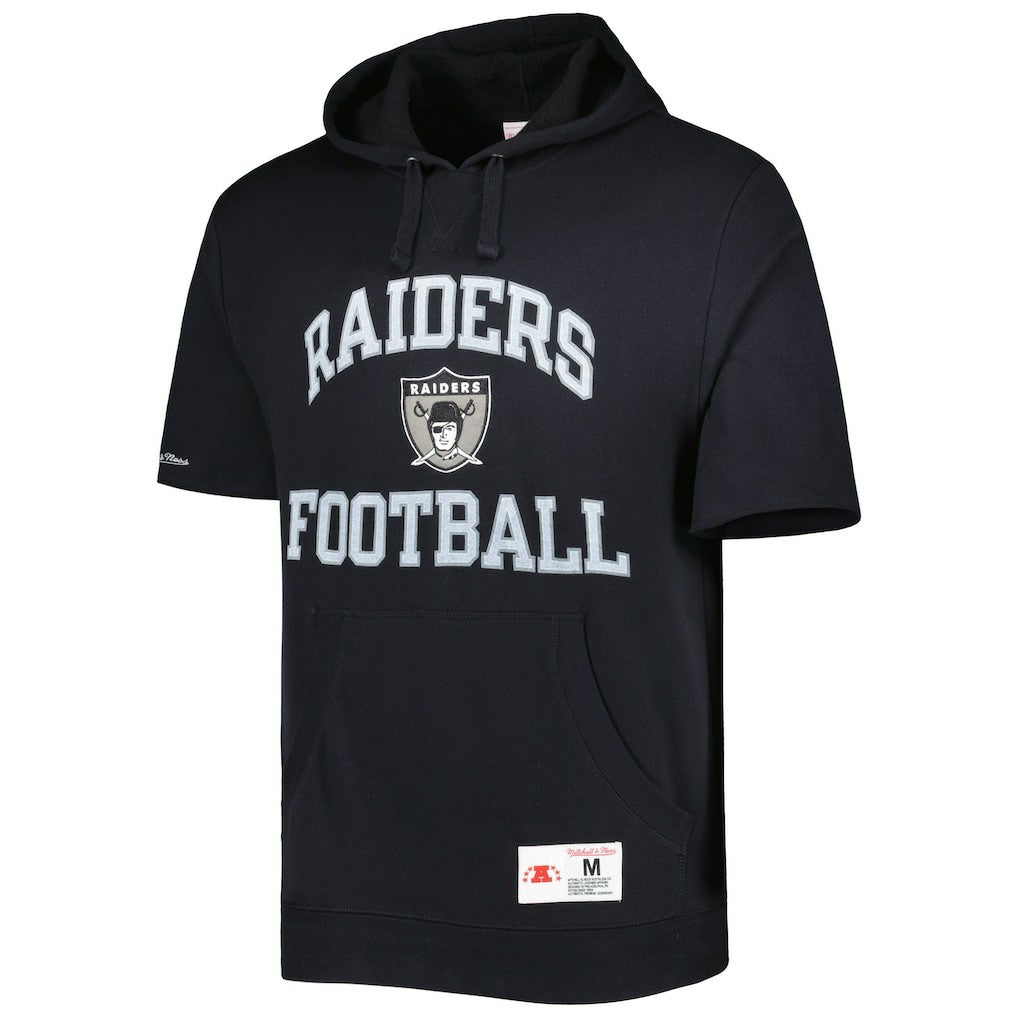 Las Vegas Raiders Washed Short Sleeve Pullover Hoodie Black