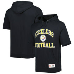 Pittsburgh Steelers Washed Short Sleeve Pullover Hoodie Black