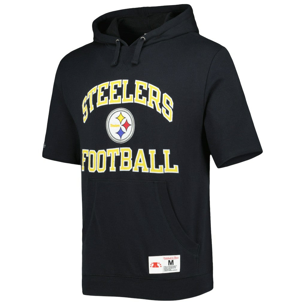 Pittsburgh Steelers Washed Short Sleeve Pullover Hoodie Black