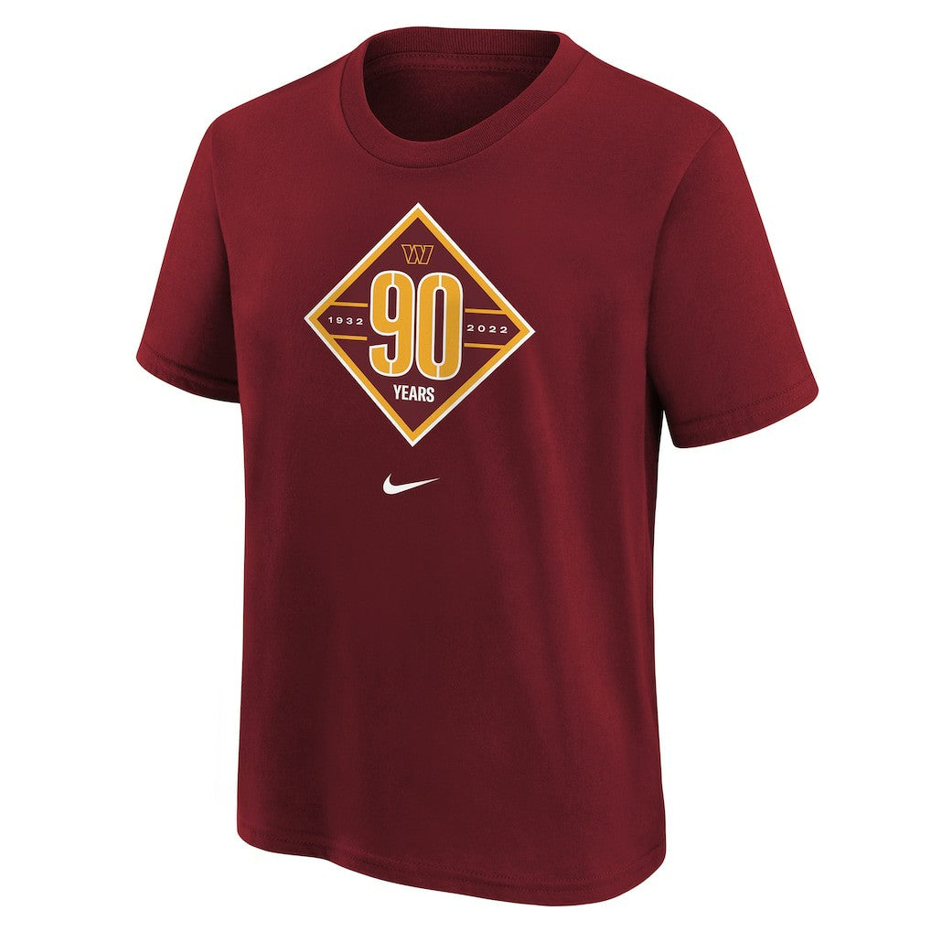 Washington Commanders Youth 90th Anniversary Logo T-Shirt Burgundy