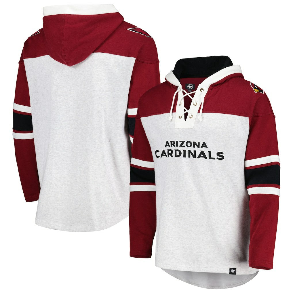 Arizona Cardinals '47 Gridiron Lace-Up Pullover Hoodie Heather Gray