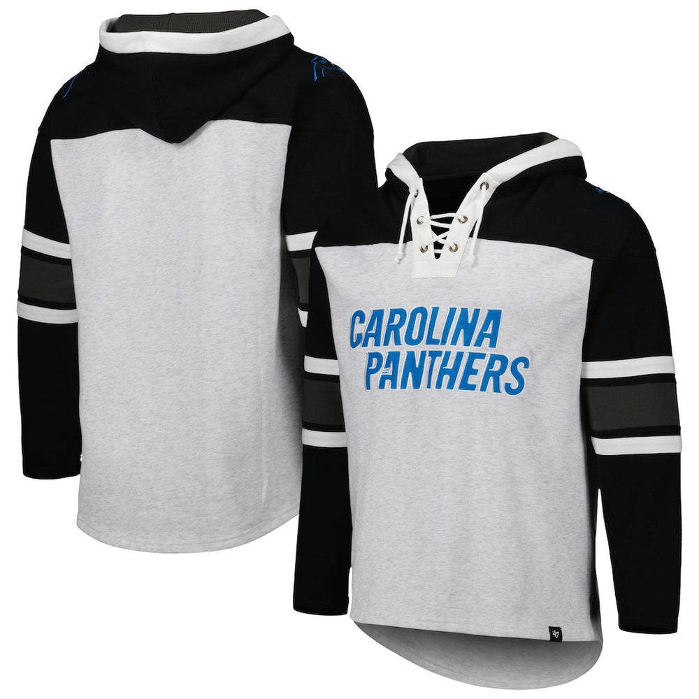 Carolina Panthers '47 Gridiron Lace-Up Pullover Hoodie Heather Gray