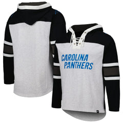 Carolina Panthers '47 Gridiron Lace-Up Pullover Hoodie Heather Gray