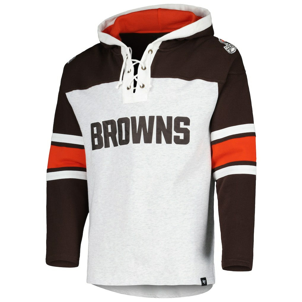 Cleveland Browns '47 Gridiron Lace-Up Pullover Hoodie Heather Gray