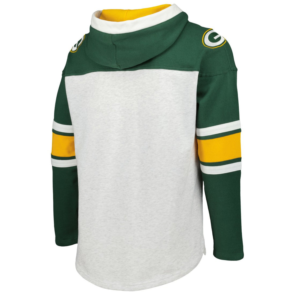 Green Bay Packers '47 Gridiron Lace-Up Pullover Hoodie Heather Gray