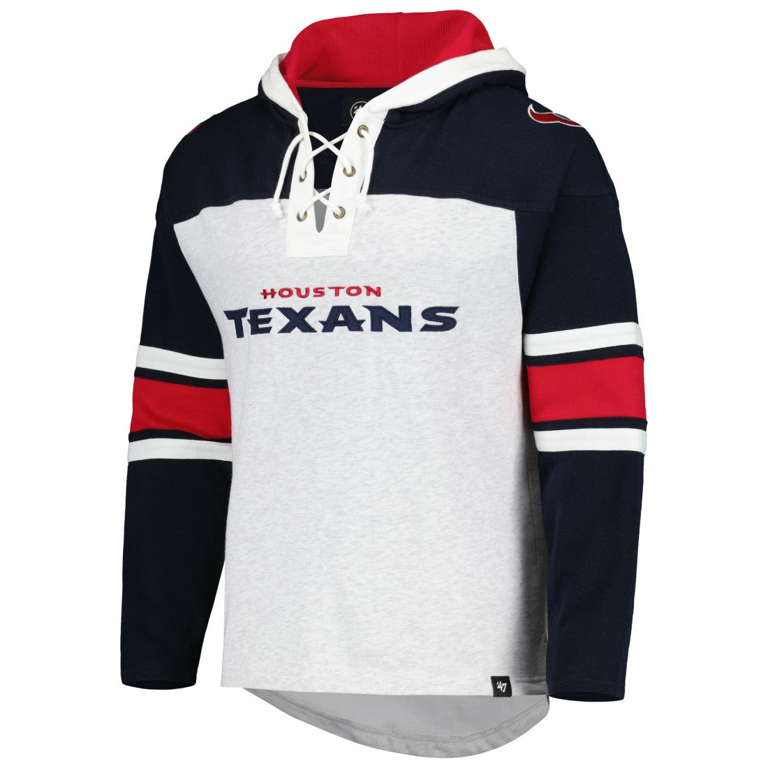 Houston Texans '47 Gridiron Lace-Up Pullover Hoodie Heather Gray