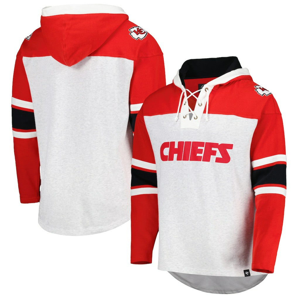 Kansas City Chiefs '47 Gridiron Lace-Up Pullover Hoodie Heather Gray