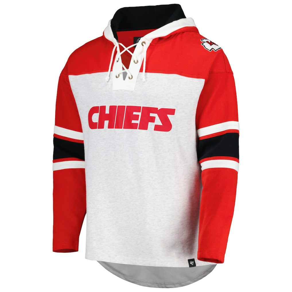 Kansas City Chiefs '47 Gridiron Lace-Up Pullover Hoodie Heather Gray