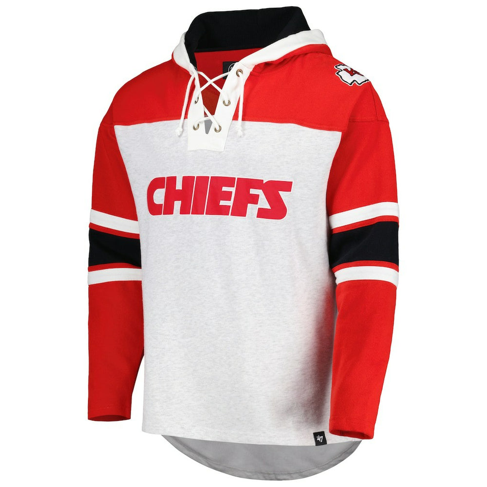 Kansas City Chiefs '47 Gridiron Lace-Up Pullover Hoodie Heather Gray