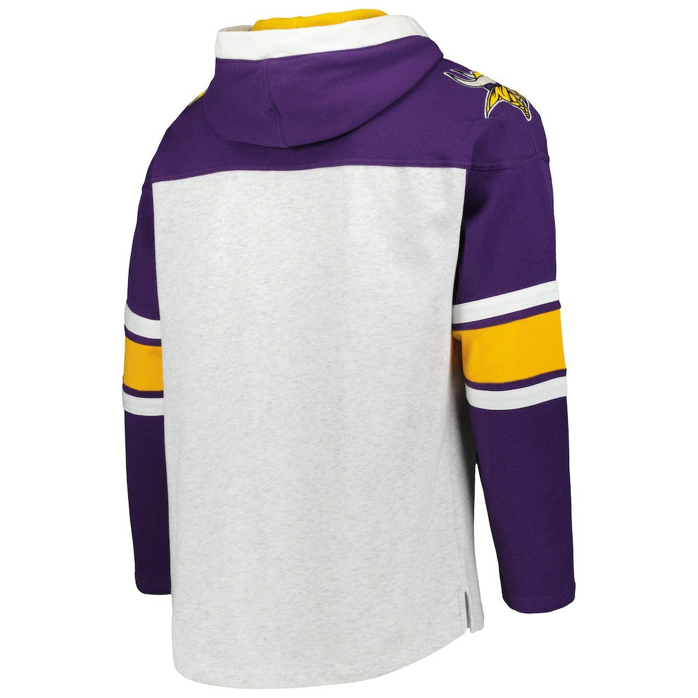 Minnesota Vikings '47 Gridiron Lace-Up Pullover Hoodie Heather Gray