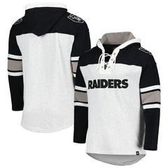 Las Vegas Raiders '47 Gridiron Lace-Up Pullover Hoodie Heather Gray