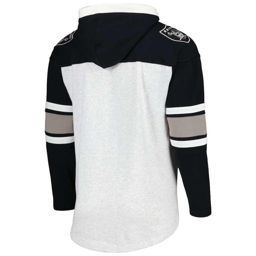 Las Vegas Raiders '47 Gridiron Lace-Up Pullover Hoodie Heather Gray
