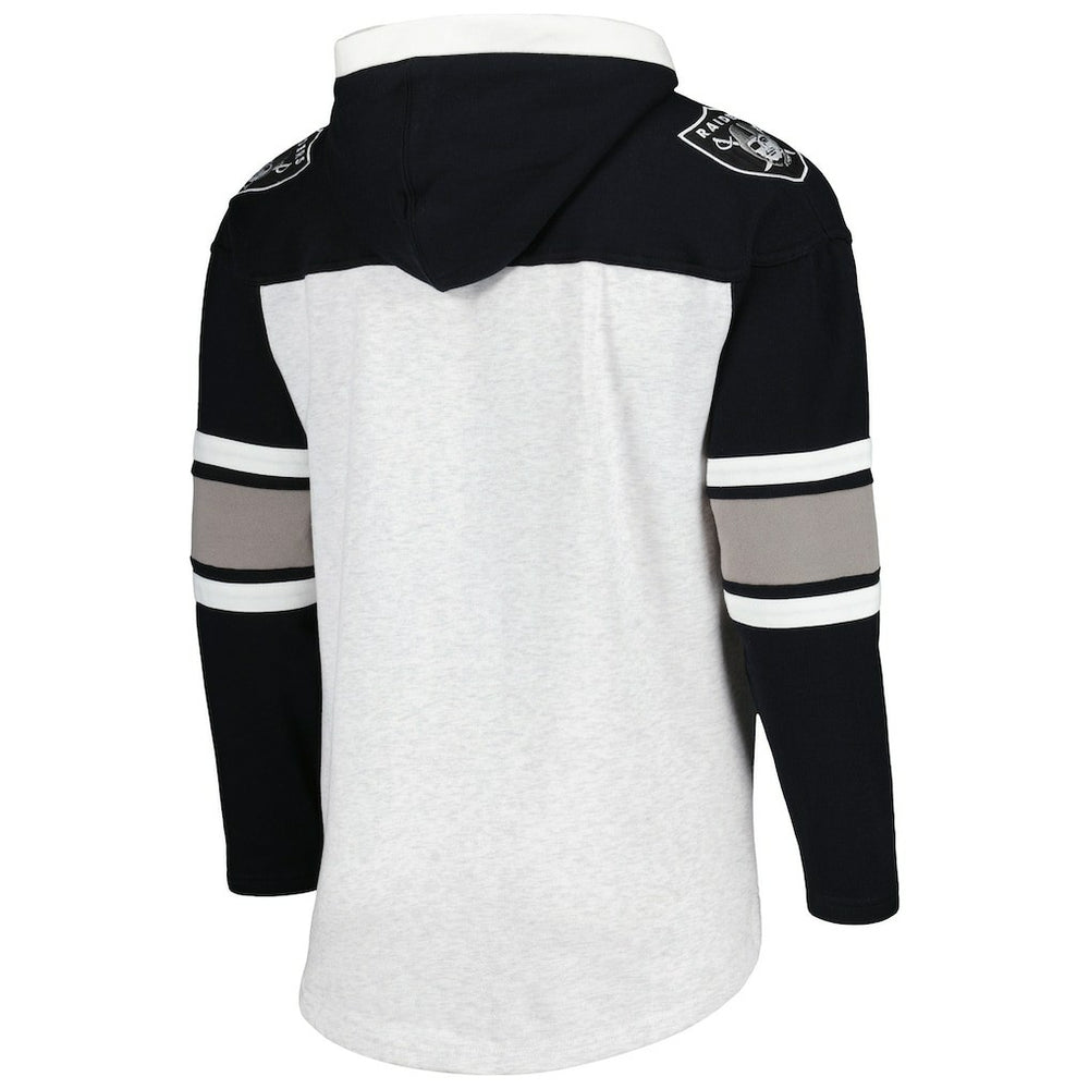 Las Vegas Raiders '47 Gridiron Lace-Up Pullover Hoodie Heather Gray