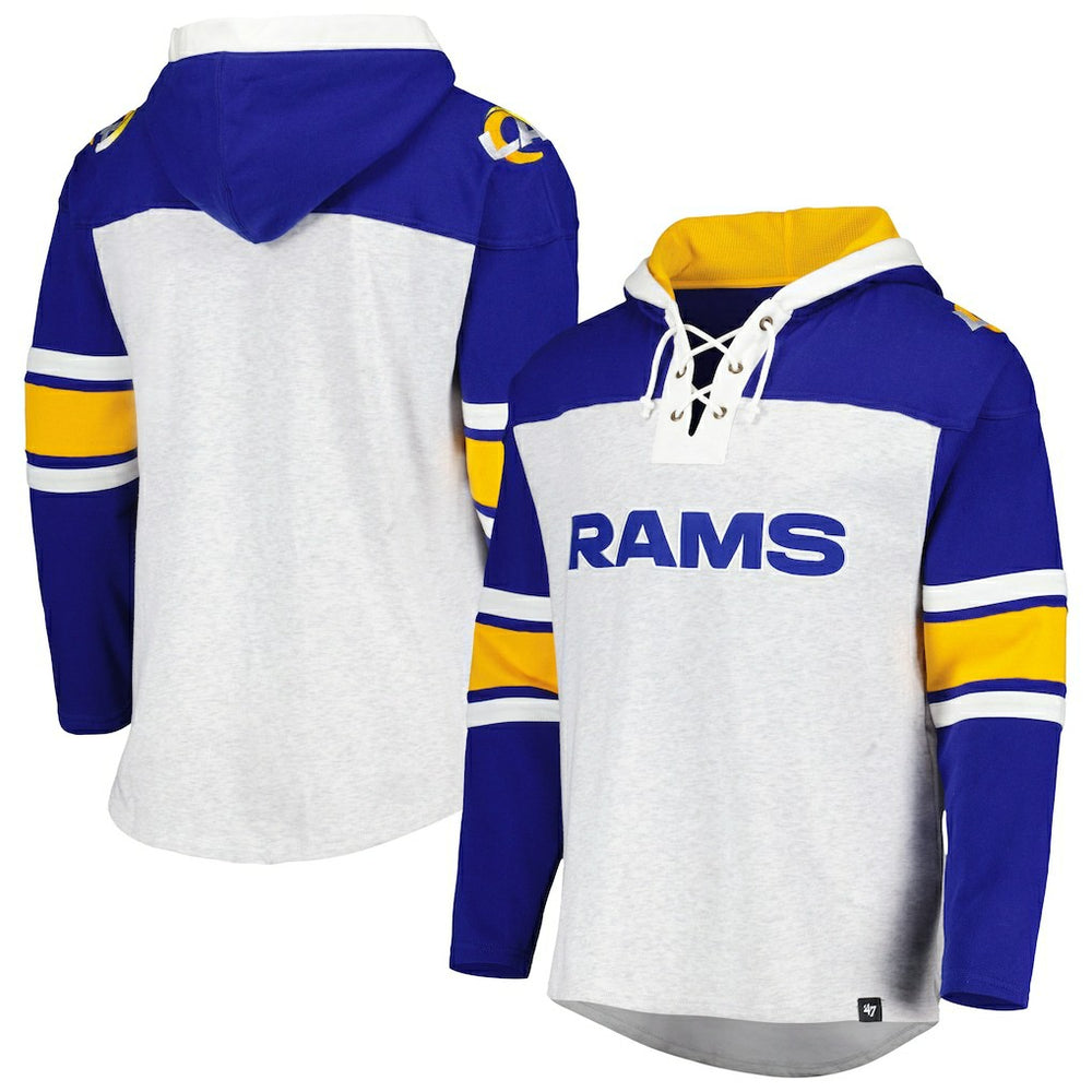 Los Angeles Rams '47 Gridiron Lace-Up Pullover Hoodie Heather Gray