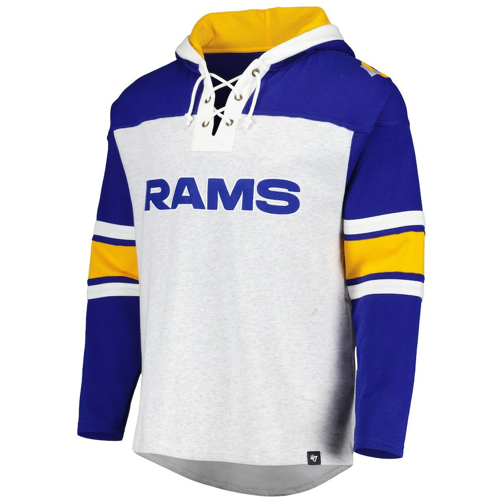Los Angeles Rams '47 Gridiron Lace-Up Pullover Hoodie Heather Gray