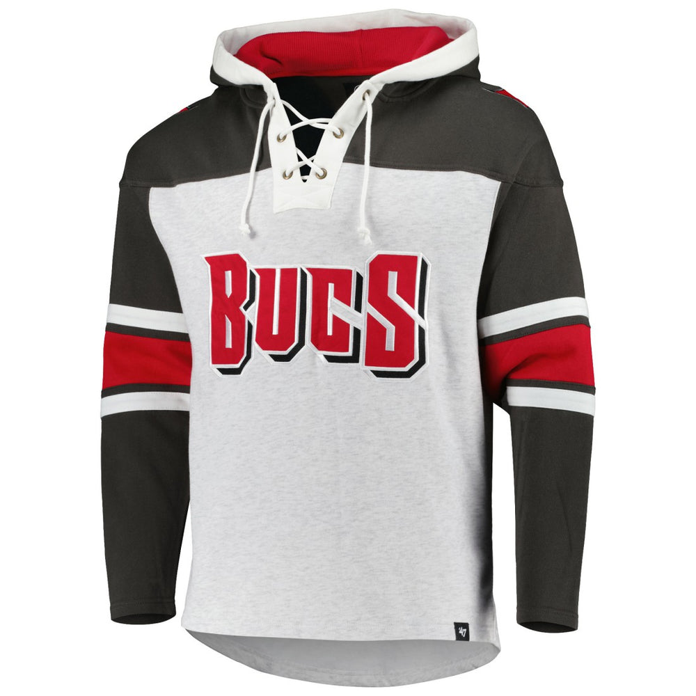 Tampa Bay Buccaneers '47 Gridiron Lace-Up Pullover Hoodie Heather Gray