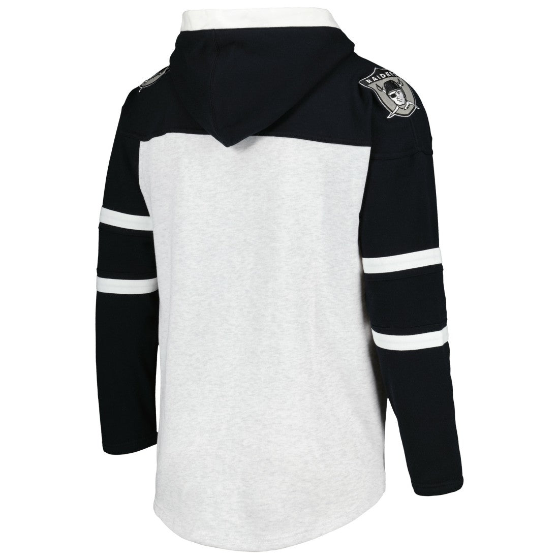 Las Vegas Raiders '47 Historic Logo Gridiron Lace-Up Pullover Hoodie Heather Gray