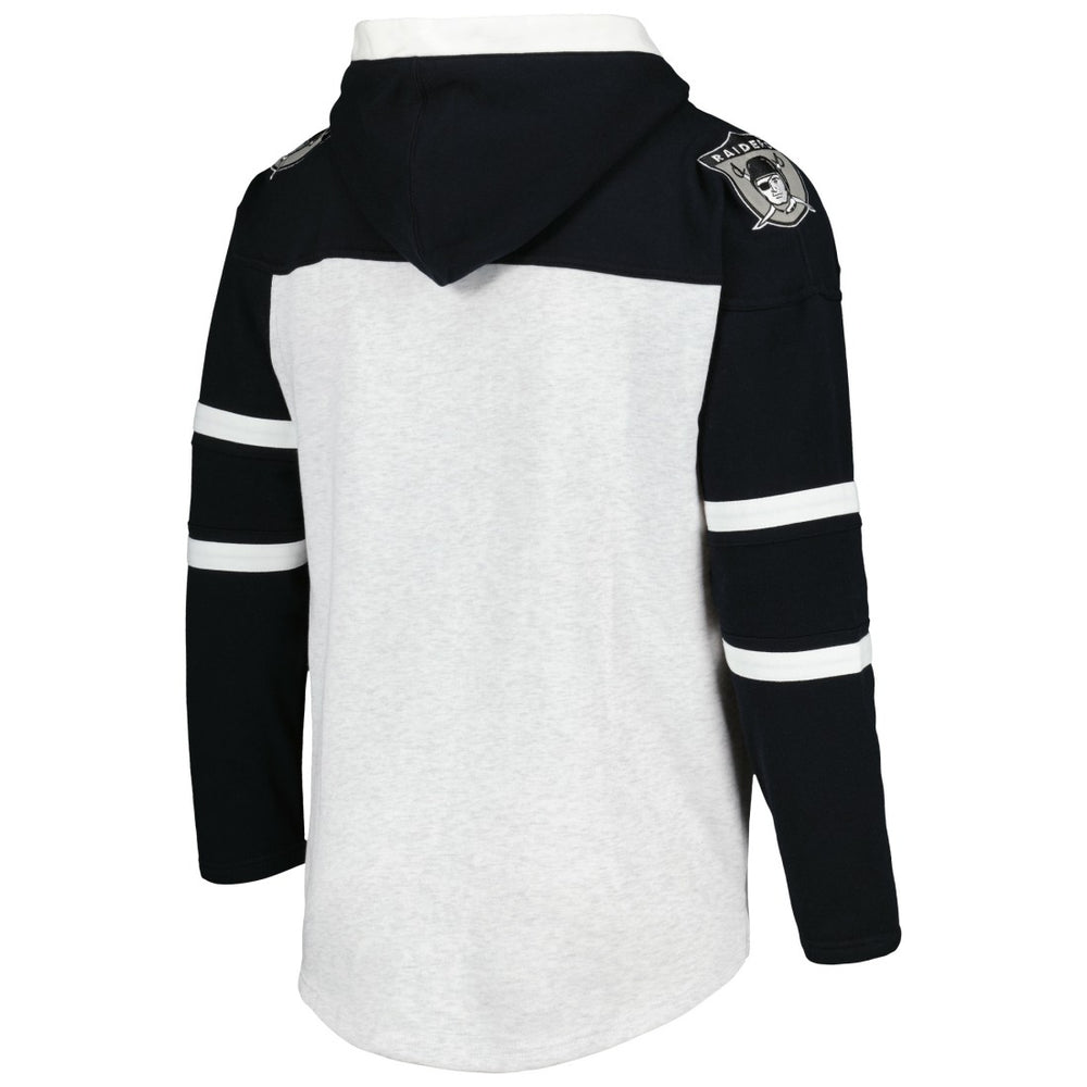 Las Vegas Raiders '47 Historic Logo Gridiron Lace-Up Pullover Hoodie Heather Gray