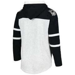 Las Vegas Raiders '47 Historic Logo Gridiron Lace-Up Pullover Hoodie Heather Gray