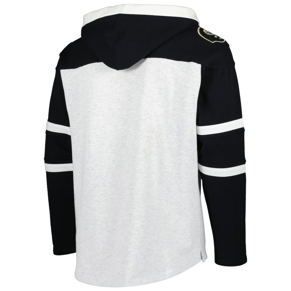 Pittsburgh Steelers '47 Historic Logo Gridiron Lace-Up Pullover Hoodie Heather Gray