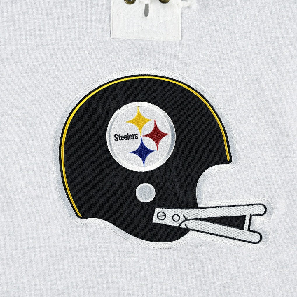 Pittsburgh Steelers '47 Historic Logo Gridiron Lace-Up Pullover Hoodie Heather Gray